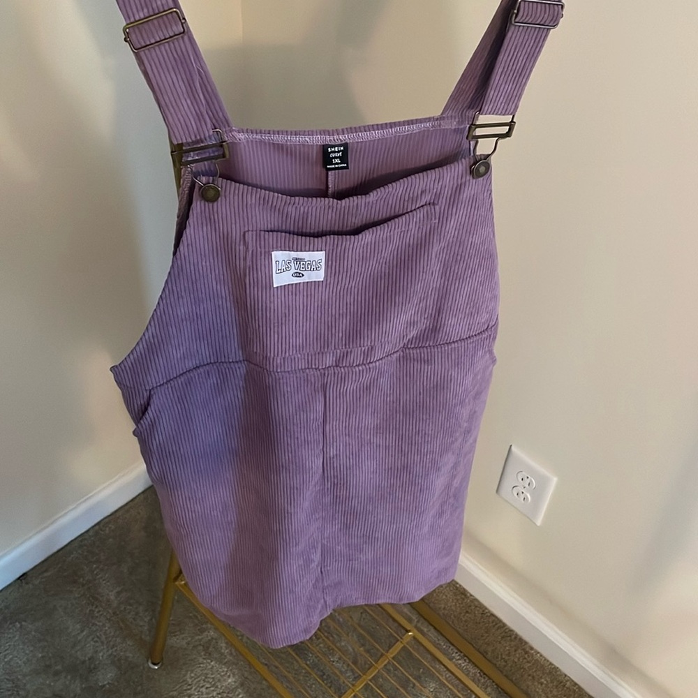 Corduroy overall dress Shien size XL Purple